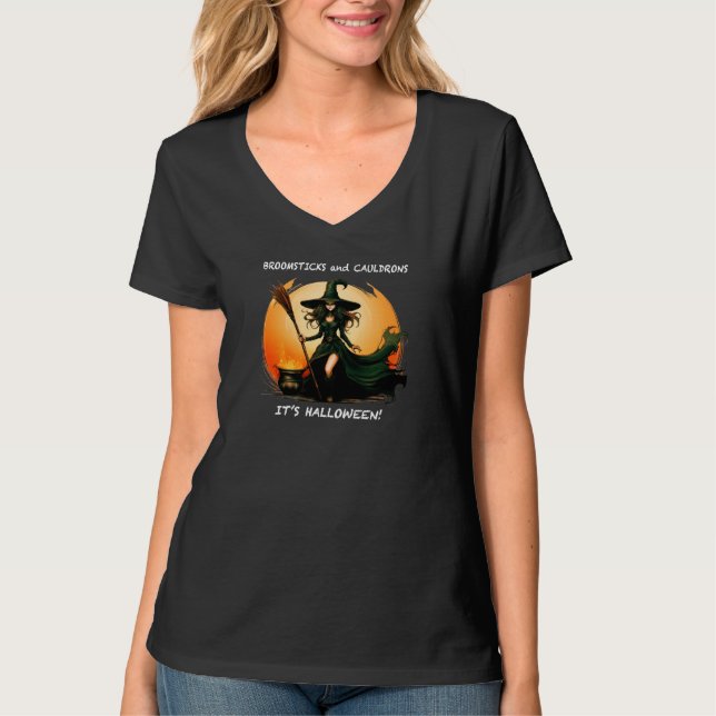 Camiseta Broomsticks y calderos... es Halloween. (Anverso)