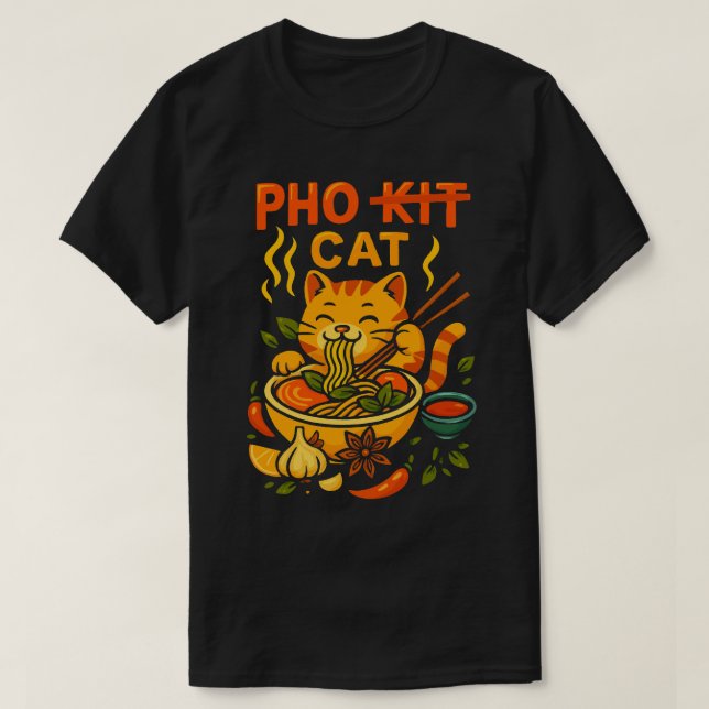Camiseta Brote de fideos de gatos de Pho (Diseño del anverso)
