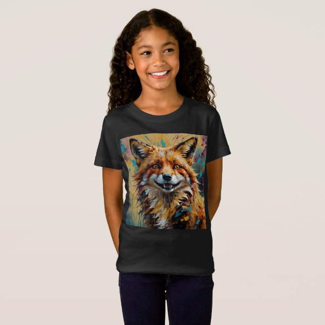 Camiseta Brote de pintura de Fox sonriente feliz (Anverso completo)