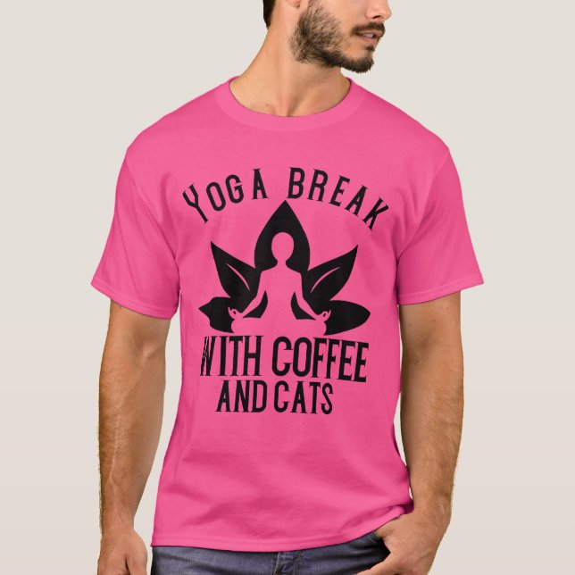 Camiseta Brote de yoga con café y amigo de gatos (Anverso)