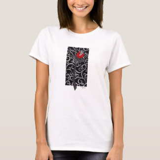 Camiseta brote rojo en remolino negro