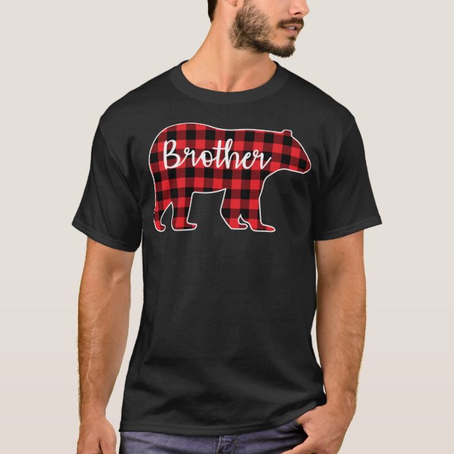 Camiseta Brother Bear Red Plaid Design Family Mating Chris (Anverso)