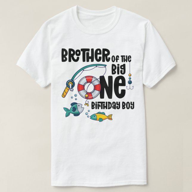 Camiseta Brother Big One 1-Year-Old Boy Fishing Birthday T- (Diseño del anverso)