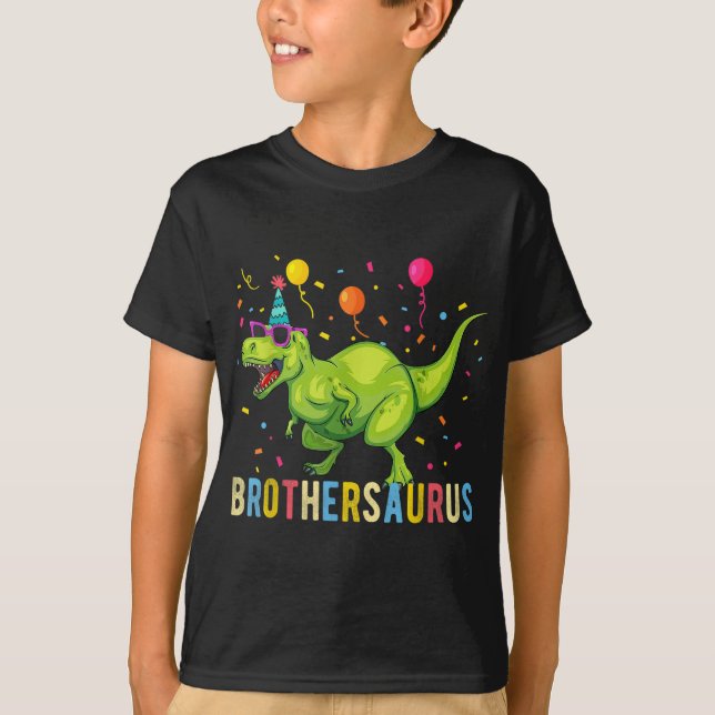Camiseta Brother Birday Boy T Rex Dinosaur (Anverso)