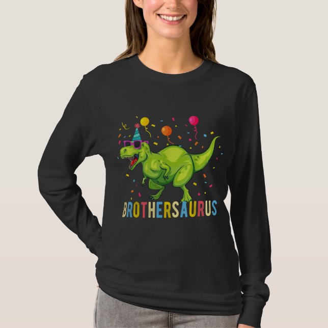 Camiseta Brother Birday Boy T Rex Dinosaur (Anverso)