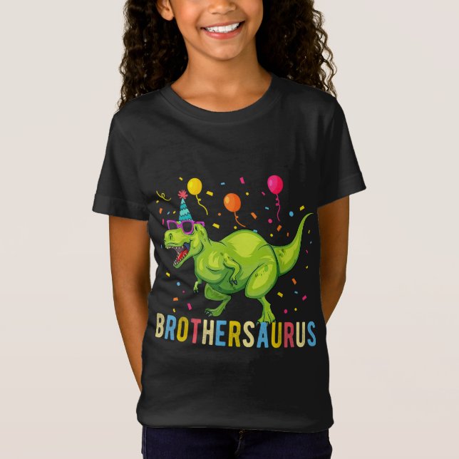 Camiseta Brother Birday Boy T Rex Dinosaur (Anverso)