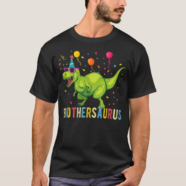 Camiseta Brother Birthday Boy T Rex Dinosaur (Anverso)