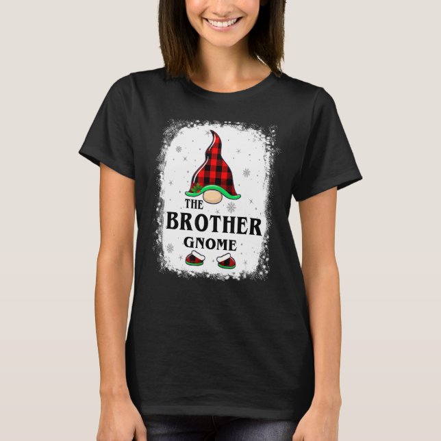 Camiseta Brother Gnome Buffalo Plaid Family Xmas P (Anverso)
