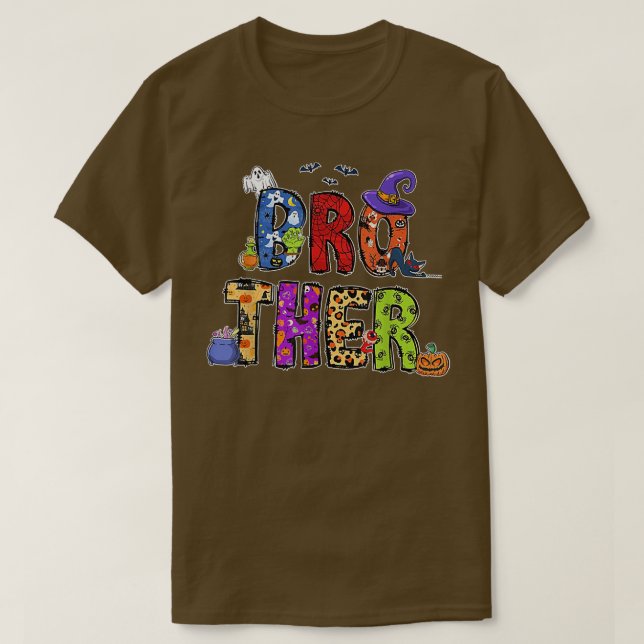 Camiseta Brother Halloween Leopard Costume Ghost Witch Bro  (Diseño del anverso)