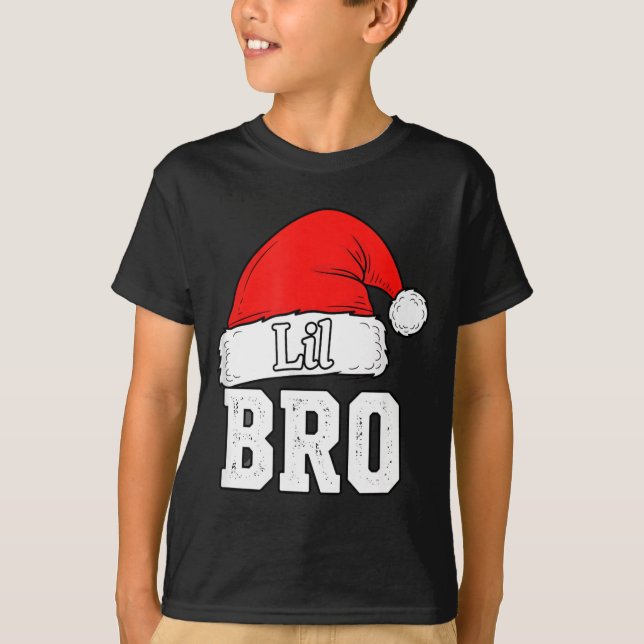 Camiseta Brother Lil Bro Santa Hat Christmas Little Brother (Anverso)