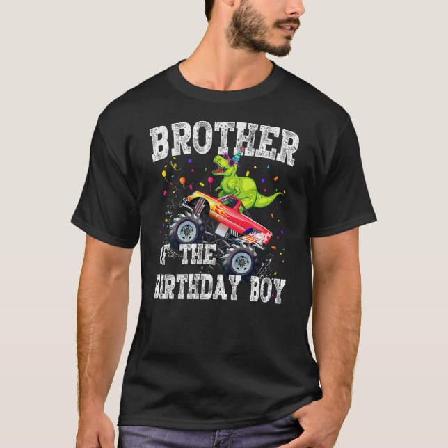 Camiseta Brother of the Birthday Boy Dinosaur Monster Truck (Anverso)