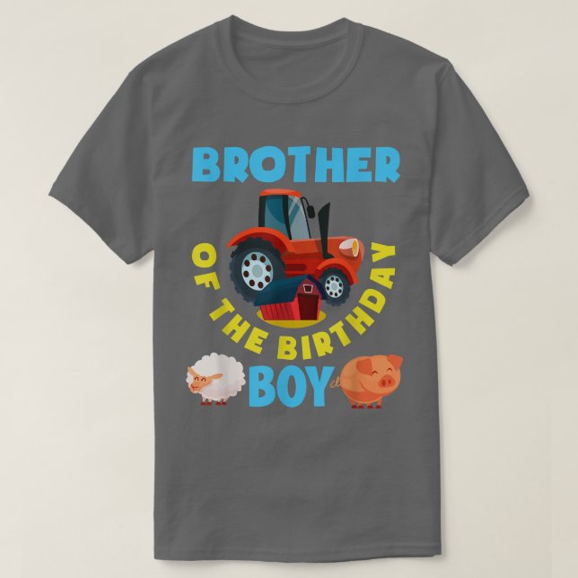Camiseta Brother Of The Birthday Boy Farm Tractor Farmer Bi (Diseño del anverso)