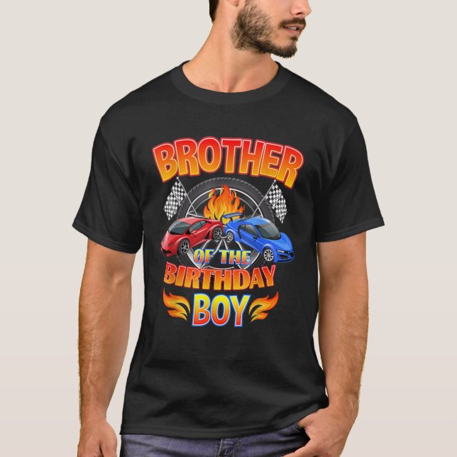 Camiseta Brother of The Birthday Boy Fire Race Supercar Par (Anverso)