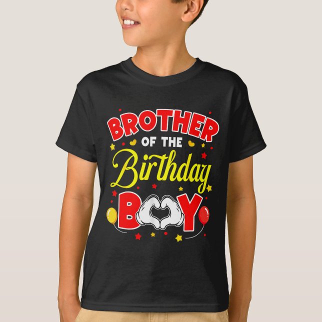Camiseta Brother Of The Birthday Boy Matching Family Party  (Anverso)
