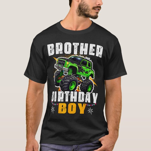 Camiseta Brother Of The Birthday Boy Monster Truck Family M (Anverso)