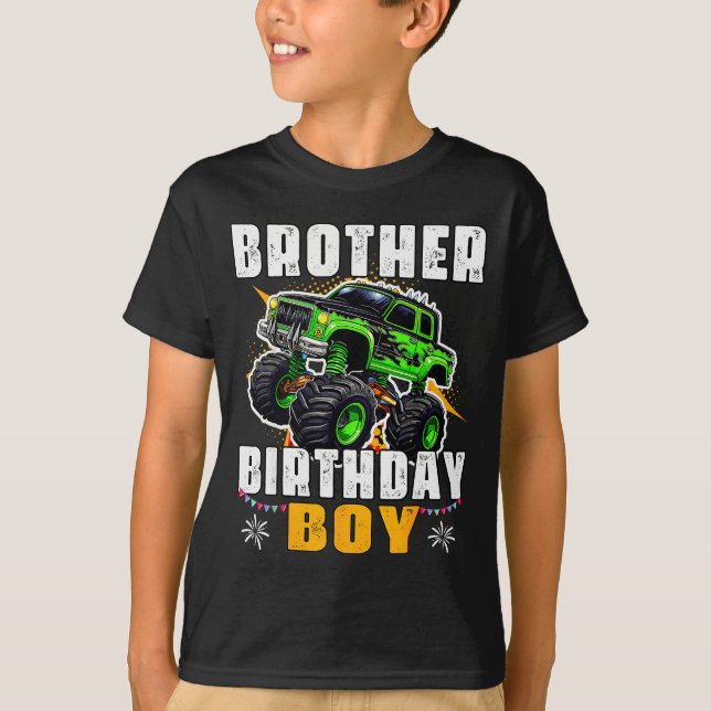 Camiseta Brother Of The Birthday Boy Monster Truck Family M (Anverso)