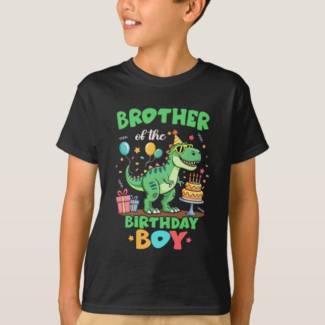 Camiseta Brother Of The Birthday Boy T Rex Dinosaur Family  (Anverso)