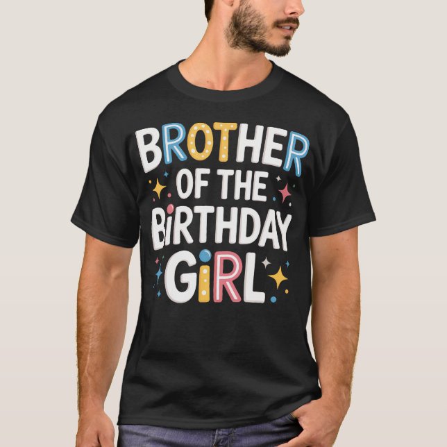 Camiseta Brother Of The Birthday Girl Pink Family Party (Anverso)