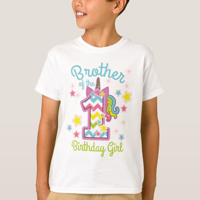 Camiseta Brother of the First birthday Unicorn (Anverso)