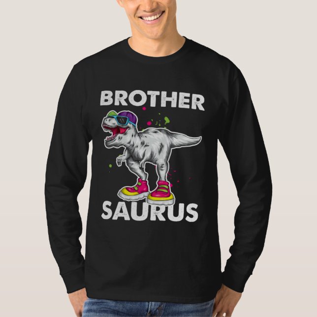 Camiseta Brother Saurus  Boys Rex Bday Party Dinosaur (Anverso)