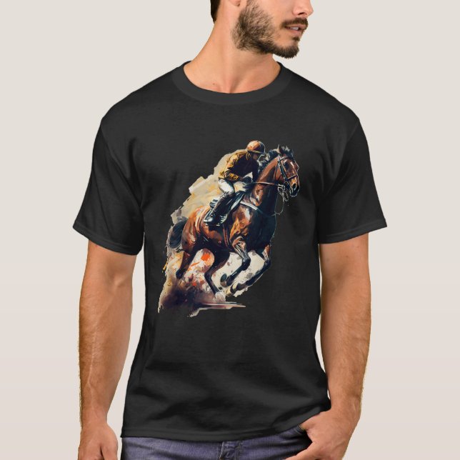 Camiseta Brown Blaze  Horse and Jockey Racing (Anverso)