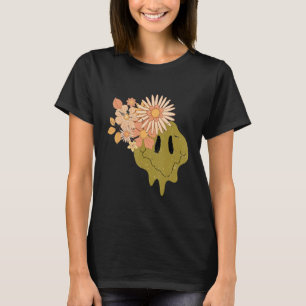 Camiseta Brown Cute Retro Feliz Cara Groovy Flor Para Chica