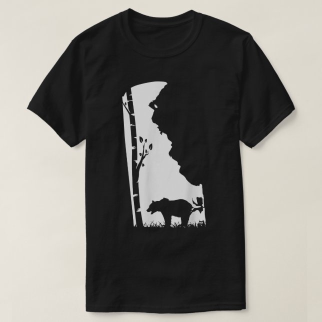 Camiseta Brown Grizzly Bear Hunting - Delaware map Hunter  (Diseño del anverso)