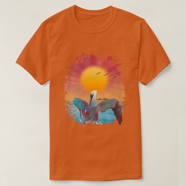 Camiseta Brown Pelican ISLAND SUNSET (Diseño del anverso)