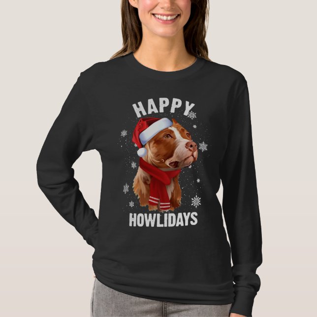 Camiseta Brown Pitbull Buscando Navidades de Perro Santa Ha (Anverso)