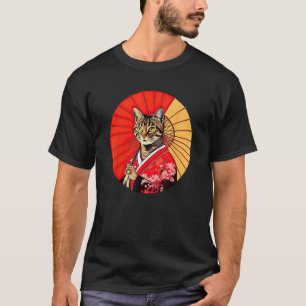 Camiseta Brown Tabby Cat Geisha Mascota Kimono