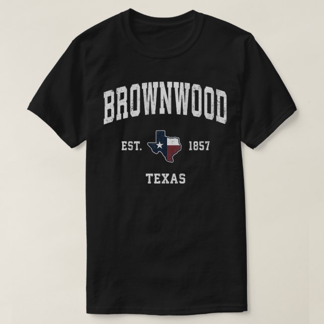 Camiseta Brownwood Teas TX Diseño Deportivo de Bandera del  (Diseño del anverso)