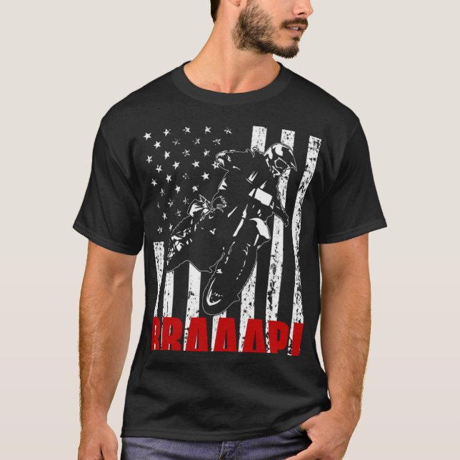 Camiseta Brraaap Dirt Bike American Flag Motocross Biker 4t (Anverso)