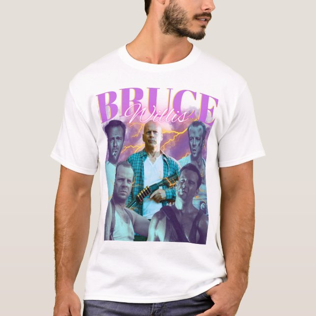 Camiseta Bruce Willis Vintage Bootleg | fan made shirt (Anverso)