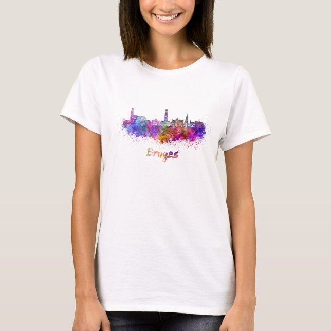 Camiseta Bruges skyline in watercolor (Anverso)