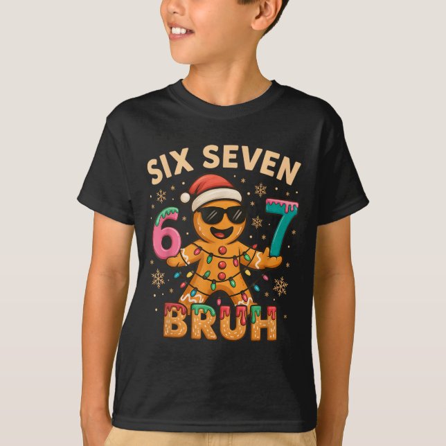 Camiseta Bruh 67 Christmas Six Seven Gingerbreadman Boys 67 (Anverso)