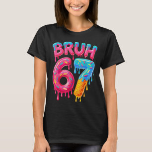 Camiseta Bruh 67 Donut Helado - Glaseado Rosa y Goteo Azul