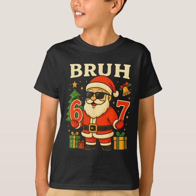 Camiseta Bruh 67 Six Seven 6 7 Meme Christmas Santa Pajamas (Anverso)