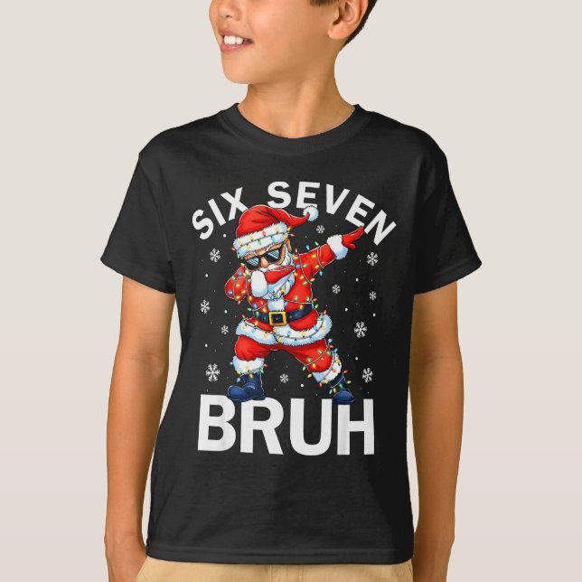 Camiseta Bruh 67 Six Seven Santa Dabbing Christmas Meme Boy (Anverso)