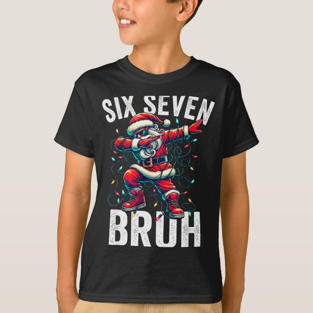 Camiseta Bruh 67 Six Seven Santa Dabbing Christmas Meme Boy (Anverso)