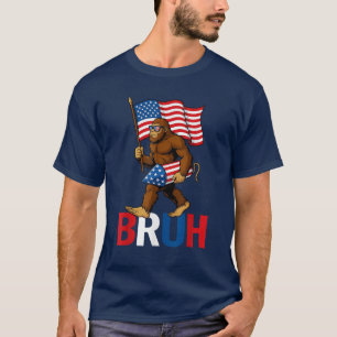 Camiseta Bruh Bigfoot Fireworks Patriótico de la bandera es
