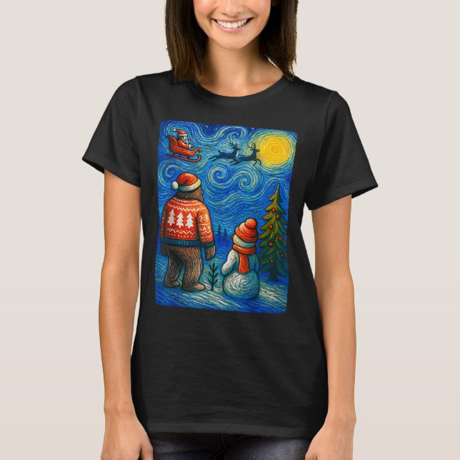 Camiseta Bruh Bigfoot Snowman Starry Night Christmas Xmas M (Anverso)