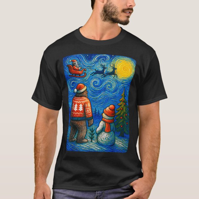 Camiseta Bruh Bigfoot Snowman Starry Night Christmas Xmas M (Anverso)