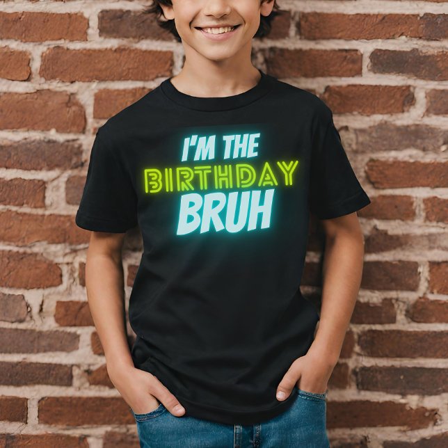 Camiseta Bruh Birthday Boy Funny Neon Glow Blue Green (Subido por el creador)
