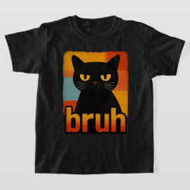 Camiseta Bruh Black Cat Funny Retro Vintage Meme 