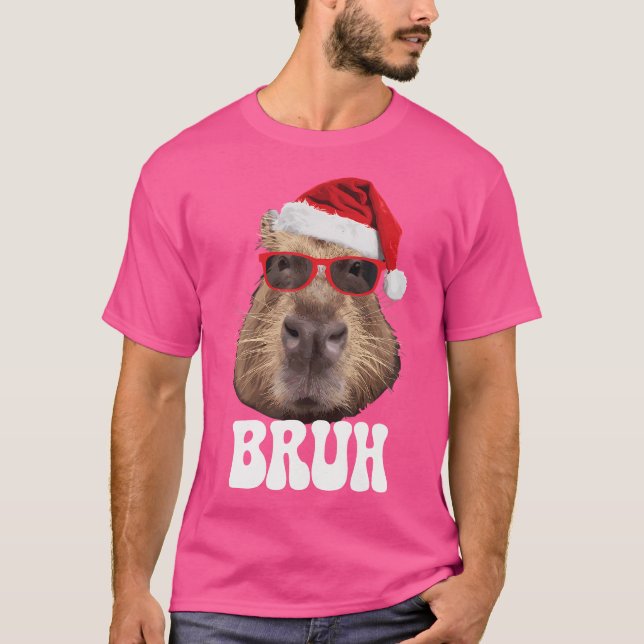 Camiseta Bruh Capybara Funny Santa Hat Navidades (Anverso)