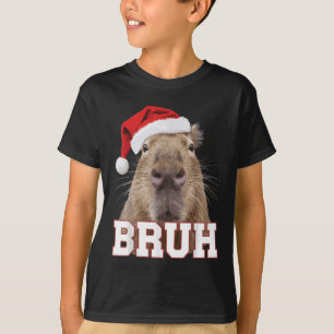 Camiseta Bruh Capybara Funny Santa Hat Navidades