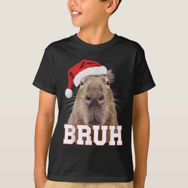 Camiseta Bruh Capybara Funny Santa Hat Navidades (Anverso)