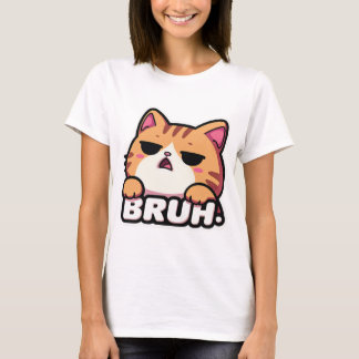 Camiseta Bruh Cat Meme - Unamused Tabby Face