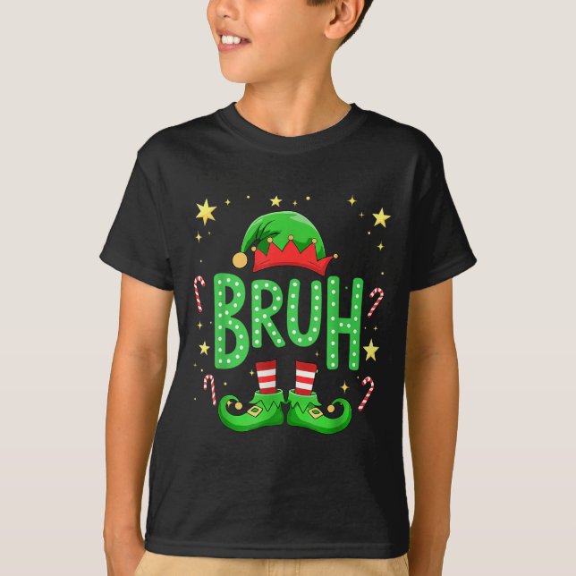 Camiseta Bruh Christmas Elf Funny Xmas Kids Boys Christmas  (Anverso)