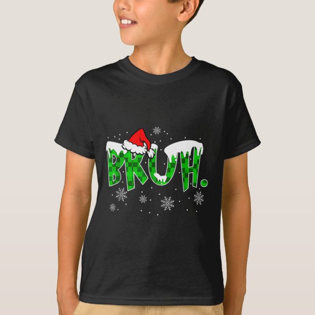 Camiseta Bruh Christmas Red Plaid Funny Family Teens Boys K (Anverso)